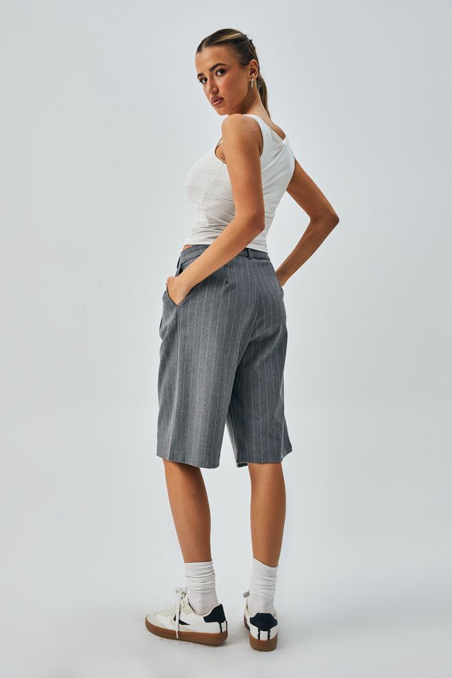 First Angels Grey Wool Polyviscose Striped Bermuda Shorts 28237 Wholesale Clothing 4