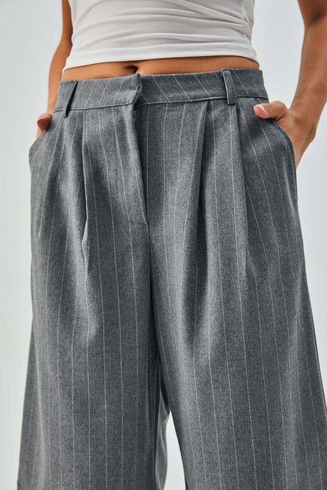 First Angels Grey Wool Polyviscose Striped Bermuda Shorts 28237 Wholesale Clothing Viscose