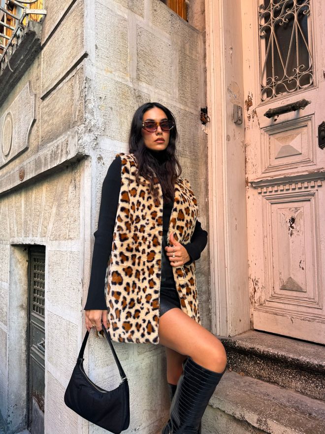 First Angels Γιλέκο Leopard Λούτρινο Φαρδύ Κοψιμο 28308 Χονδρικό εμπόριο ενδυμάτων Casual
