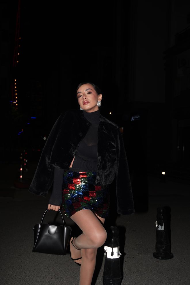 First Angels Black Lined Collarless Short Fur Coat 28363 Wholesale Clothing Polyester