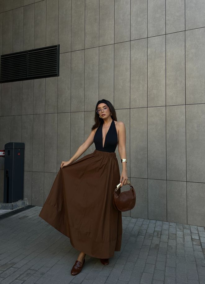 First Angels Gonna Lunga In Vita Elasticizzata In Popeline Di Caffè 27321 Abbigliamento all'ingrosso Estate