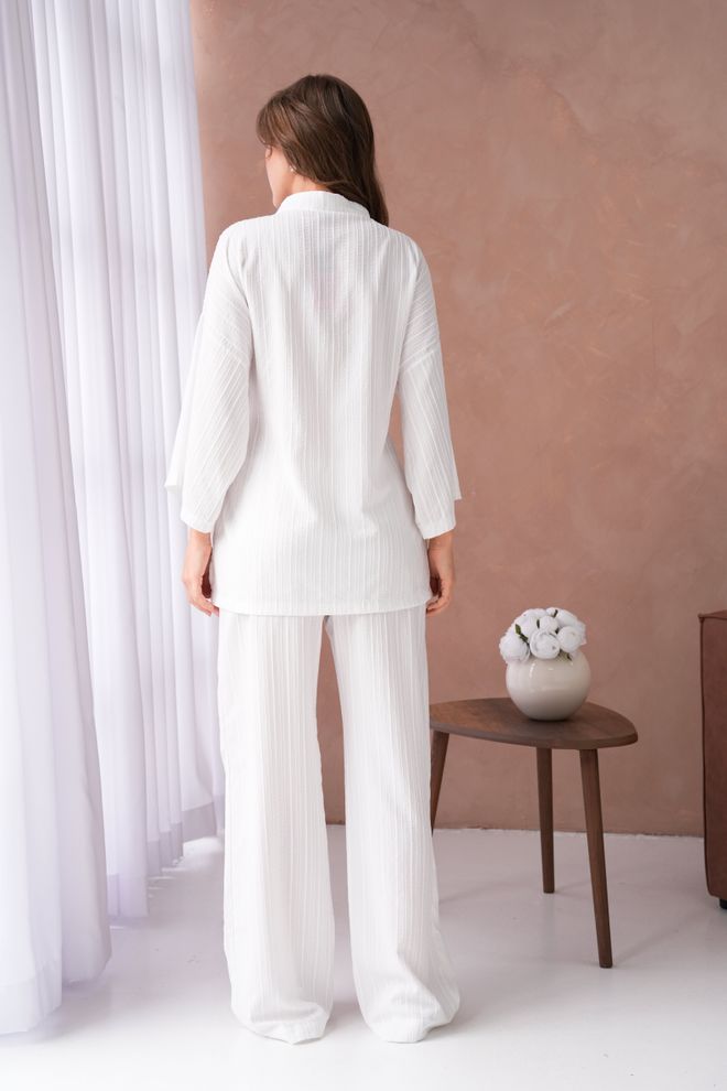 First Angels Комплект Из Белого Кимоно И Брюк С Самоузором И Завязками По Бокам 29059 Оптовая продажа одежды Бездельничать
