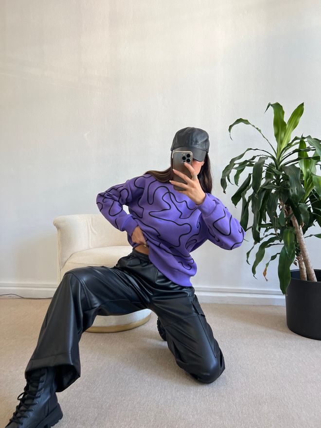 First Angels Lilac Suzene Embroidered Sweatshirt Wholesale Clothing 0