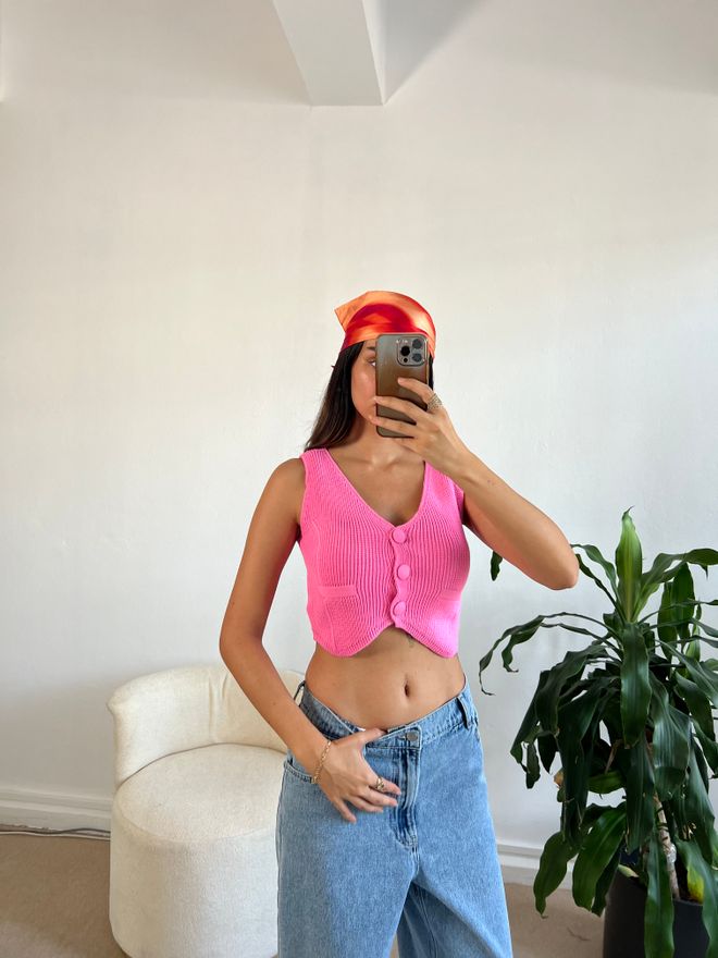 First Angels Chaleco De Punto Rosa Ropa al por mayor Casual