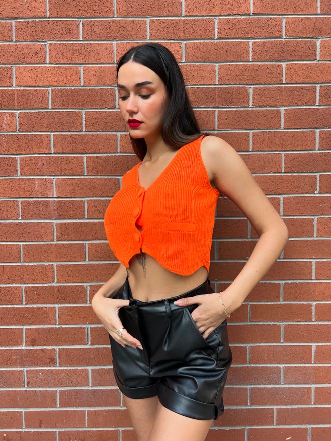 First Angels Pomarańczowa kamizelka z dzianiny Hurtowa sprzedaż odzieży Casual