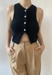 Hurtowa modelka nosi fan10168-black-buket-lycra-knitwear-vest, turecka hurtownia  firmy 