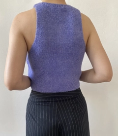 Модель оптовой продажи одежды носит fan10170-lilac-boucle-lycra-knitwear-vest, турецкий оптовый товар Жилет от First Angels.