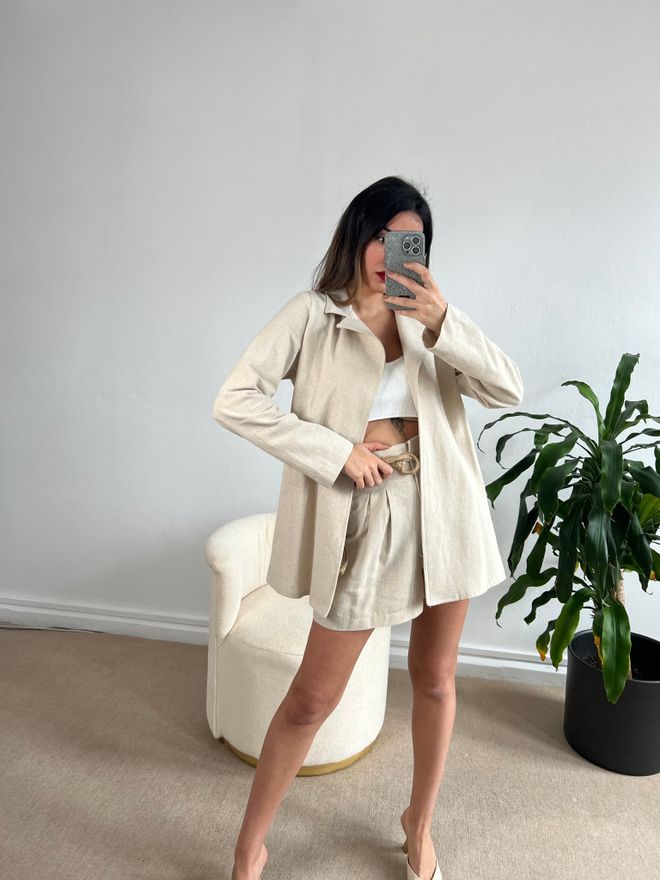 First Angels Linen Straw Belted Jacket Wholesale Clothing Linen