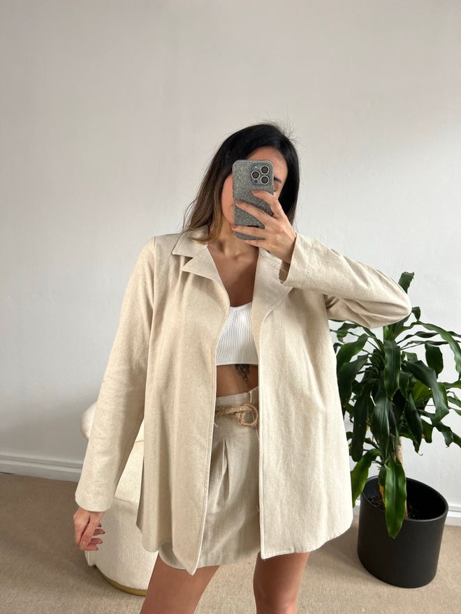 First Angels Linen Straw Belted Jacket Wholesale Clothing 2