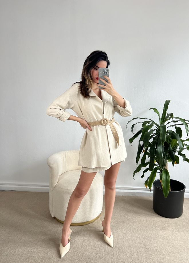 First Angels Linen Straw Belted Jacket Wholesale Clothing 4