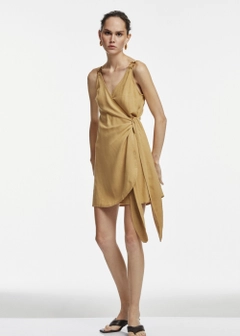 عارض ملابس بالجملة يرتدي 17299 - Ring Detailed Mini Dress - Camel، تركي بالجملة فستان من Fk.Pynappel