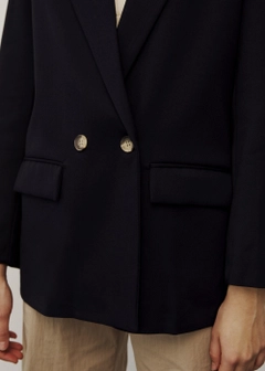 A wholesale clothing model wears 31768 - Jacket - Black, Turkish wholesale Jacket of Fk.Pynappel