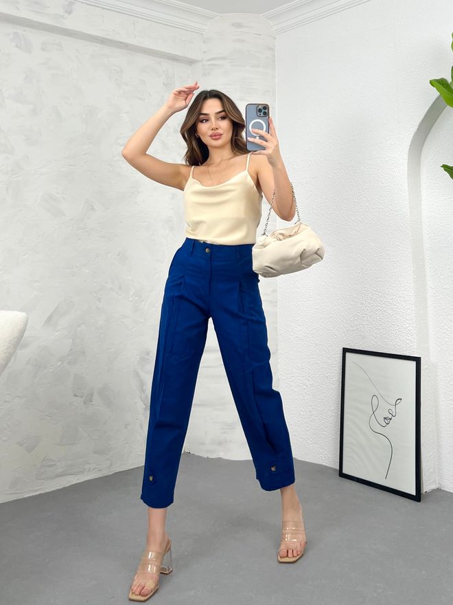 Ilia Broek Marineblauw Groothandel Kleding Casual