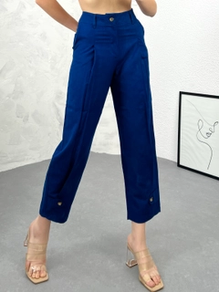 A wholesale clothing model wears FLW10036 - Trousers - Navy, Turkish wholesale Pants of Flow