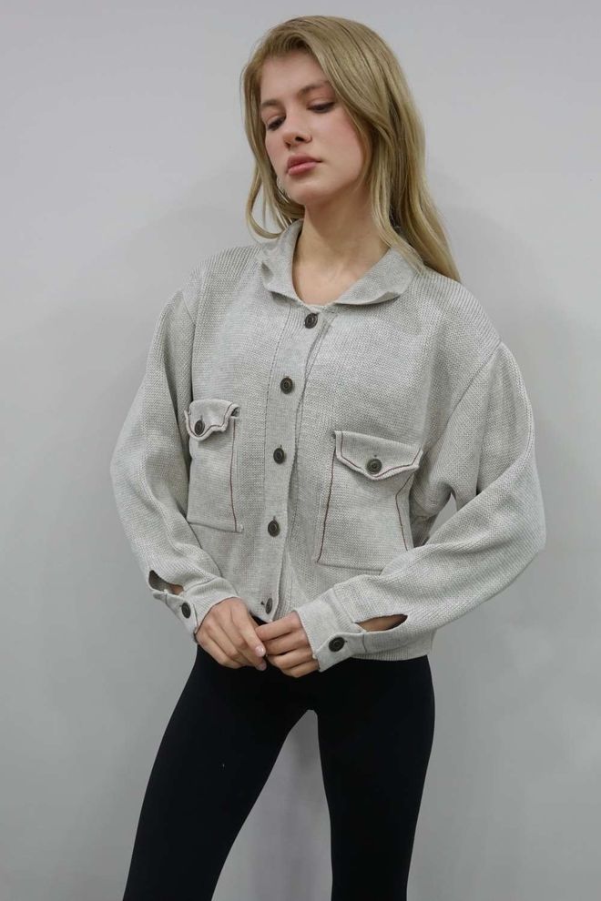 Ilia Cardigan Con Tasche Beige Abbigliamento all'ingrosso Casuale