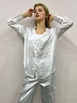A wholesale clothing model wears flw10059-white-satin-shirt, Turkish wholesale  of 