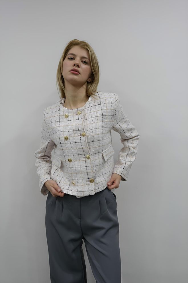 Ilia Jacket Dusty Pink & Black Wholesale Clothing Cotton