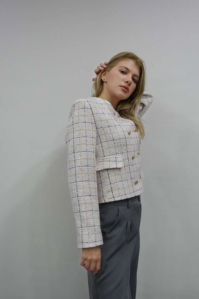 Ilia Jacket Dusty Pink & Black Wholesale Clothing 2