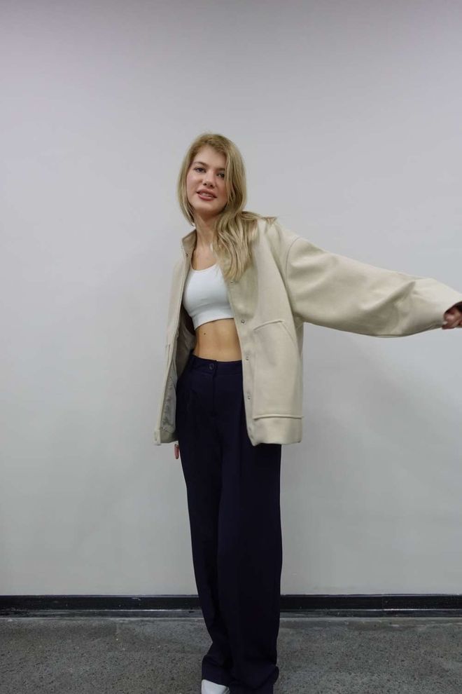 Ilia Bomber Stash Jacket Stone Color Wholesale Clothing Polyester