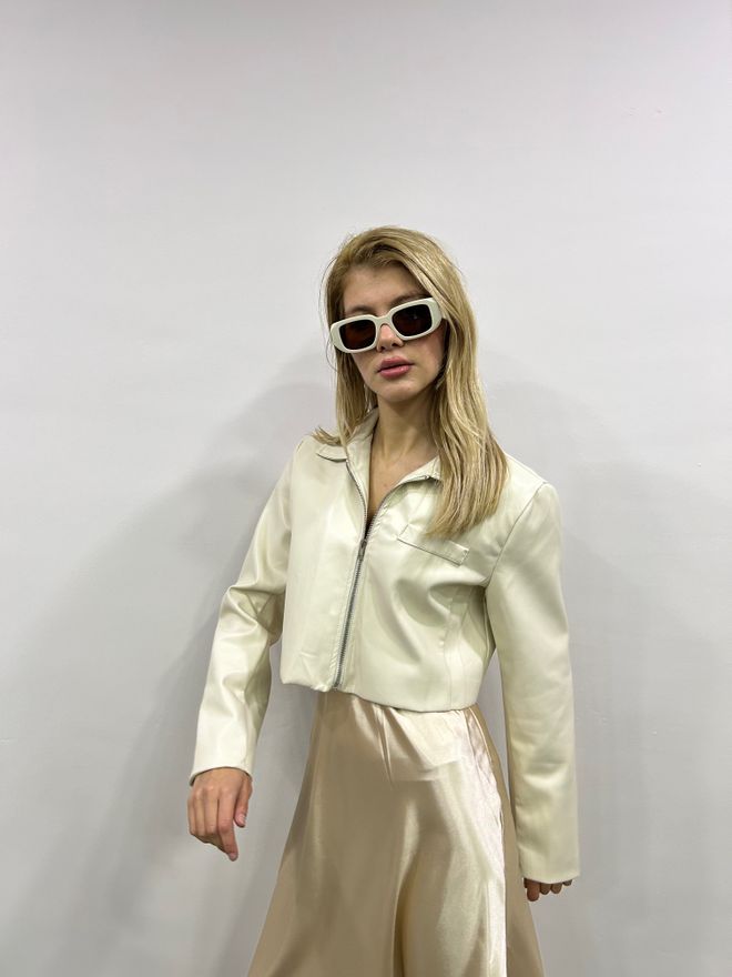 Ilia Leather Jacket Beige Wholesale Clothing 2