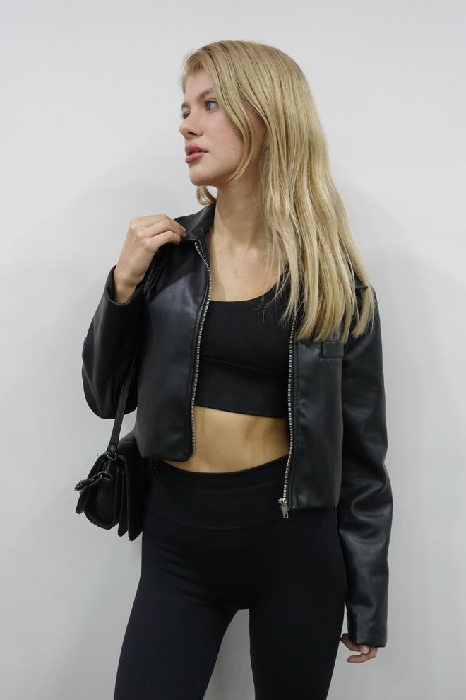 Ilia Leather Jacket Black Wholesale Clothing 2