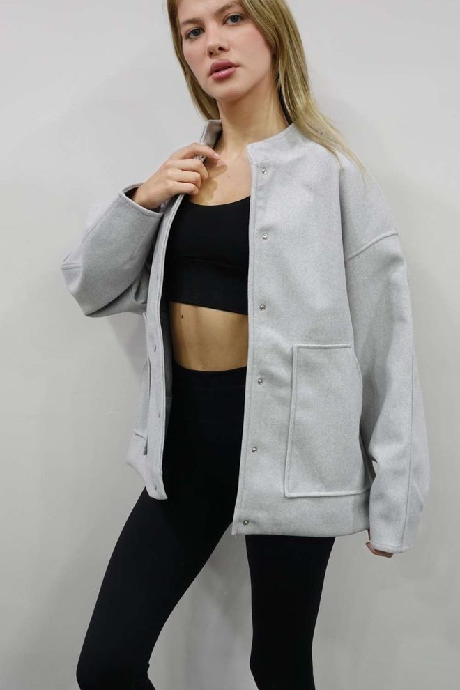 Ilia Bomber Stamp Jacket Gray Wholesale Clothing Polyester