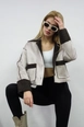 A wholesale clothing model wears flw10090-fur-jacket-light-brown, Turkish wholesale  of 