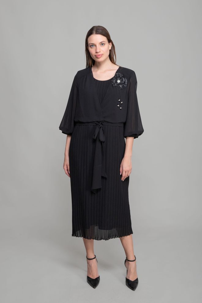 GUMANIZE Bolero Kleid Mit V Ausschnitt Schwarz Großhandelskleidung Jahrgang