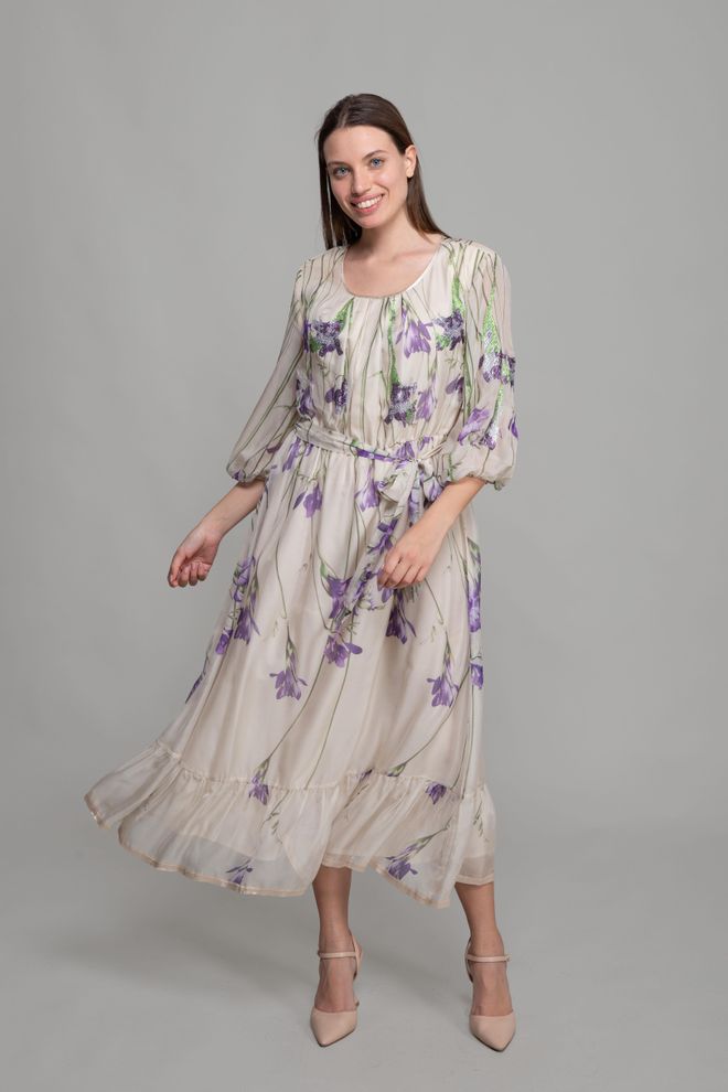 GUMANIZE Robe À Imprimé Floral À Col Rond Multicolore Vêtements en gros Ancien