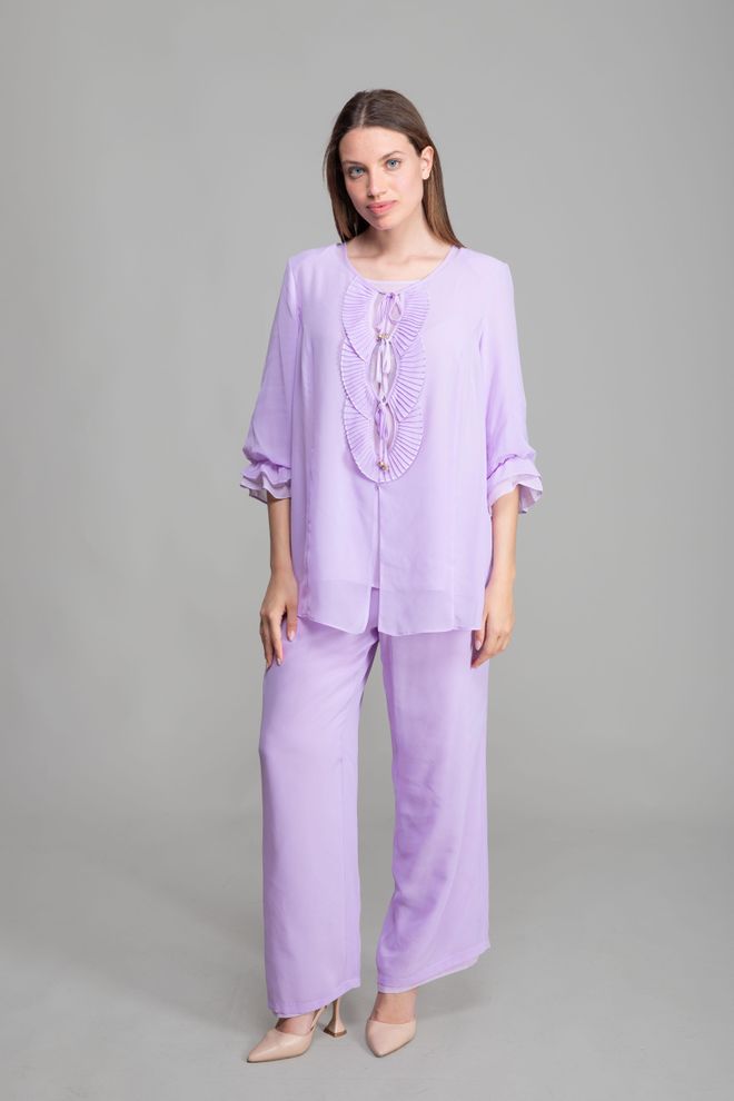 GUMANIZE Комплект Шифон С Блуза С V Деколте Люляк Дрехи на едро Елегантен