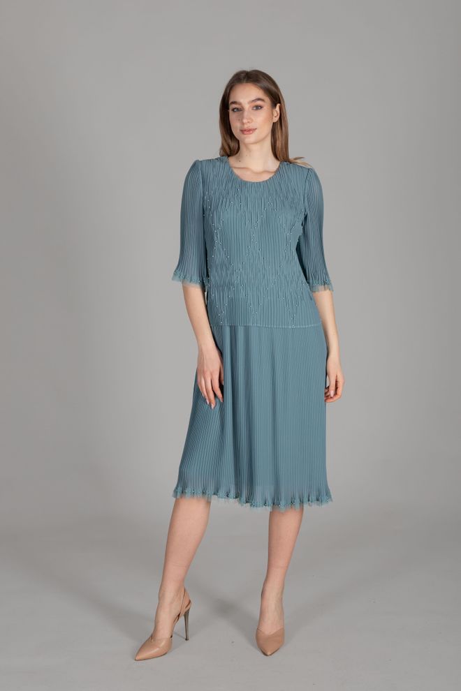 GUMANIZE Chiffonkleid Mit Rundhalsausschnitt Großhandelskleidung Elegant