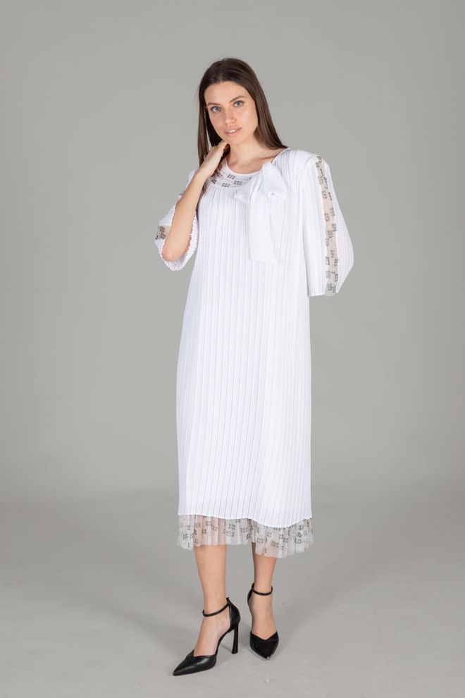 GUMANIZE Chiffonkleid Aus Tüll Mit Rundhalsausschnitt Großhandelskleidung Elegant