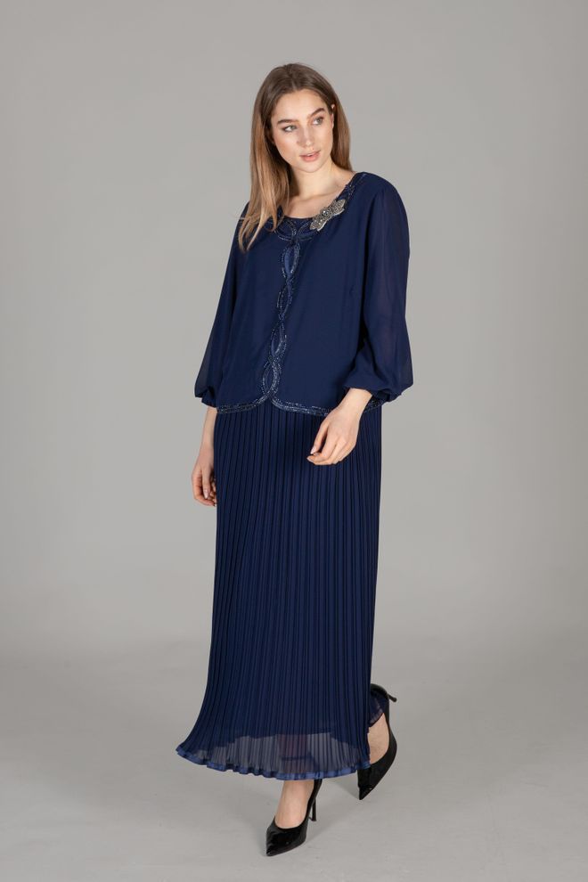 GUMANIZE Robe En Mousseline Brodée À Col Rond Vêtements en gros Élégant