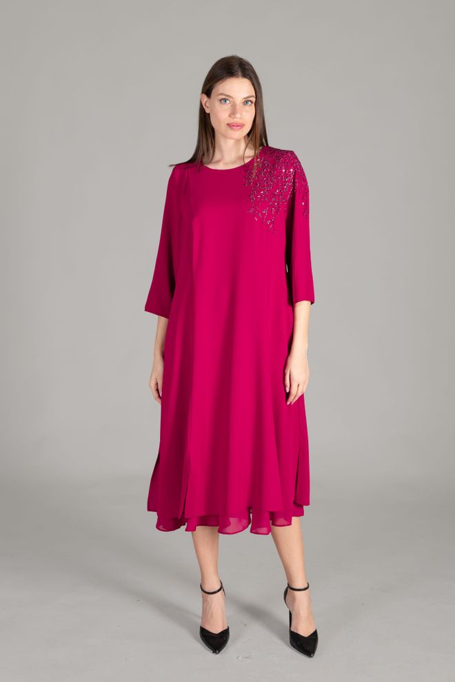 GUMANIZE Robe Longue À Col Rond Et Revers Vêtements en gros Élégant