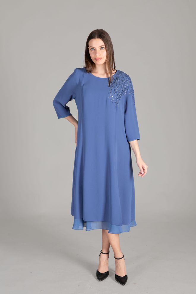 GUMANIZE Abendkleid Mit Rundhalsausschnitt Großhandelskleidung Elegant