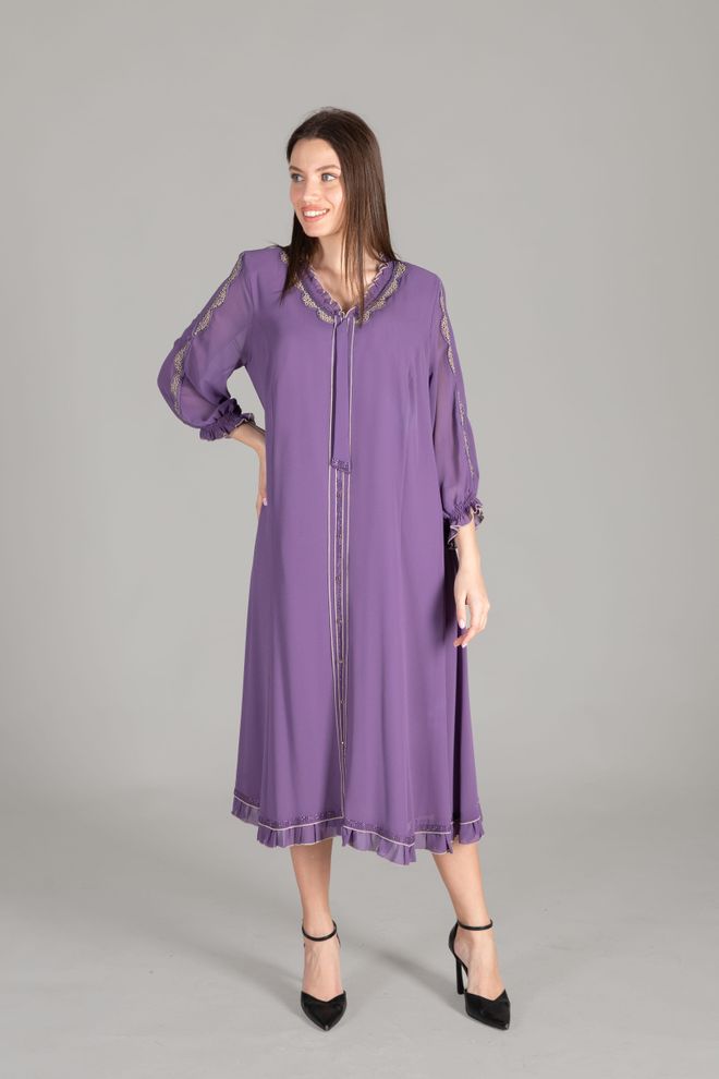 GUMANIZE Robe En Mousseline Brodée À Col Volanté Vêtements en gros Décontracté