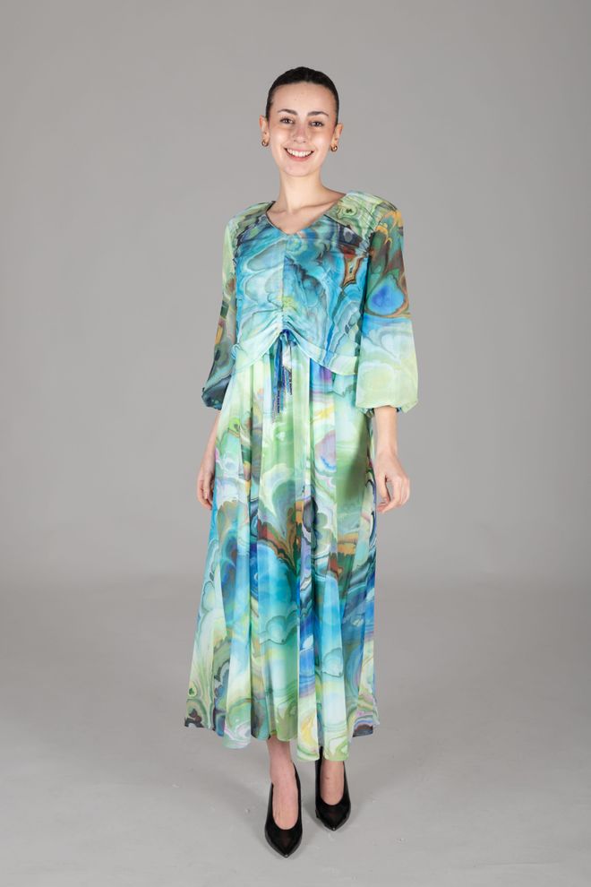 GUMANIZE Robe En Tulle À Col En V Multicolore Vêtements en gros Élégant