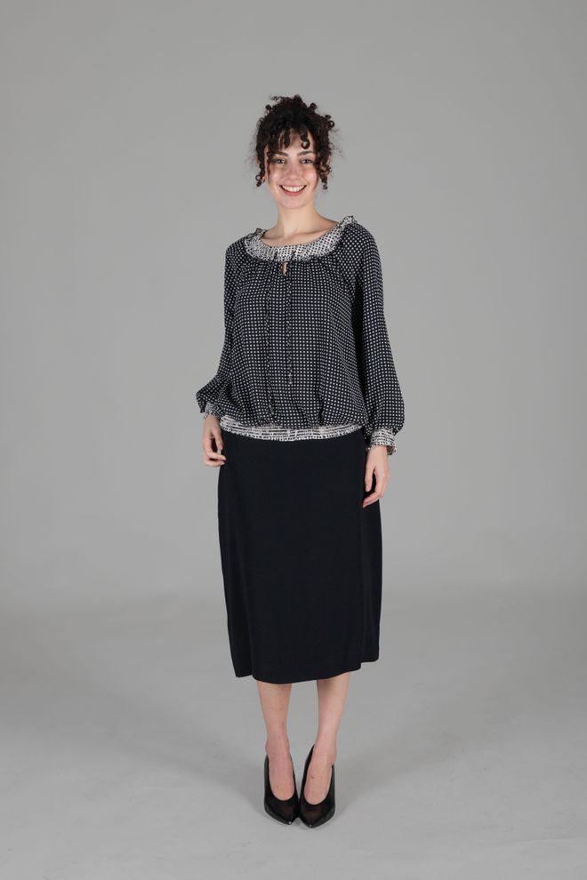 GUMANIZE Kayak Ruffle Collar Polka Dot Chiffon Suit Multicolor Wholesale Clothing Elegant