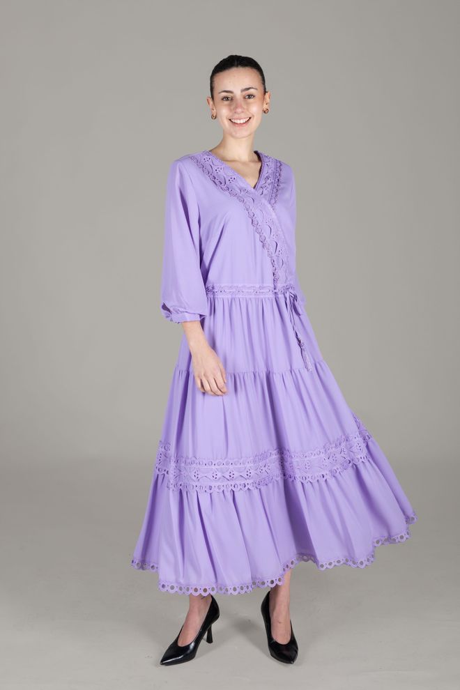 GUMANIZE Kleid Mit V Ausschnitt Großhandelskleidung Lässig