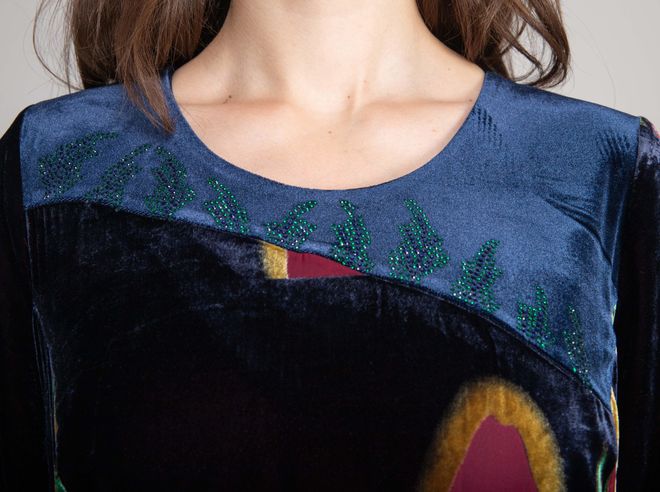 GUMANIZE Navy Blue Elegant Vintage Fit And Flare Dress Wholesale Clothing Vintage