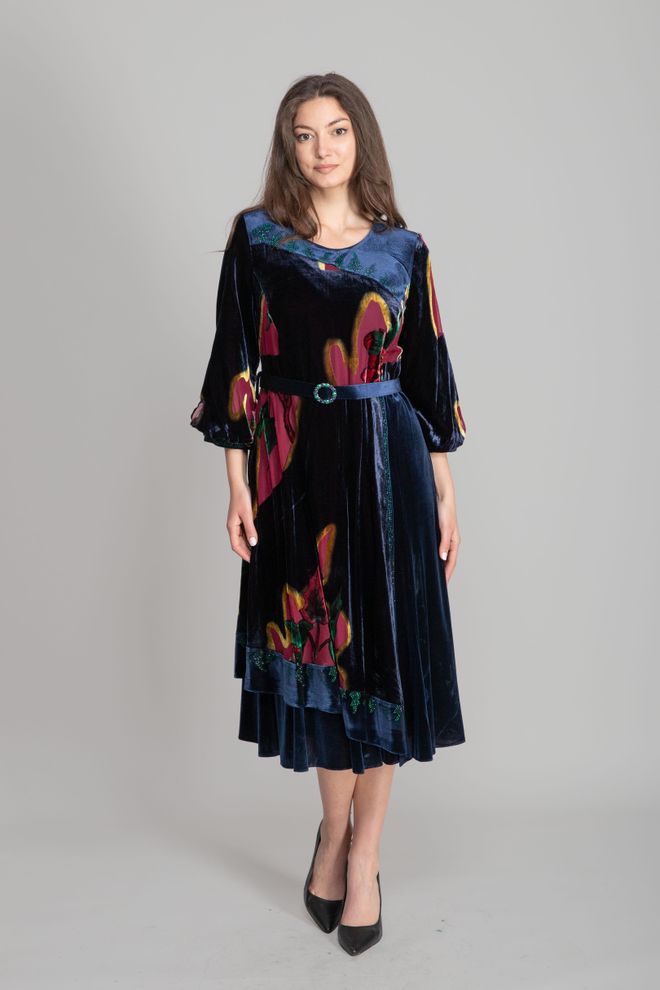 GUMANIZE Φόρεμα Μπλε Μαρέν Κομψό Vintage Fit And Flare Χονδρικό εμπόριο ενδυμάτων Απλό
