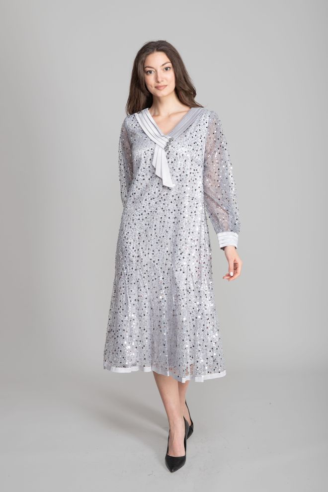 GUMANIZE Robe Argent Élégante Formelle Glamour A Ligne Vêtements en gros Formel