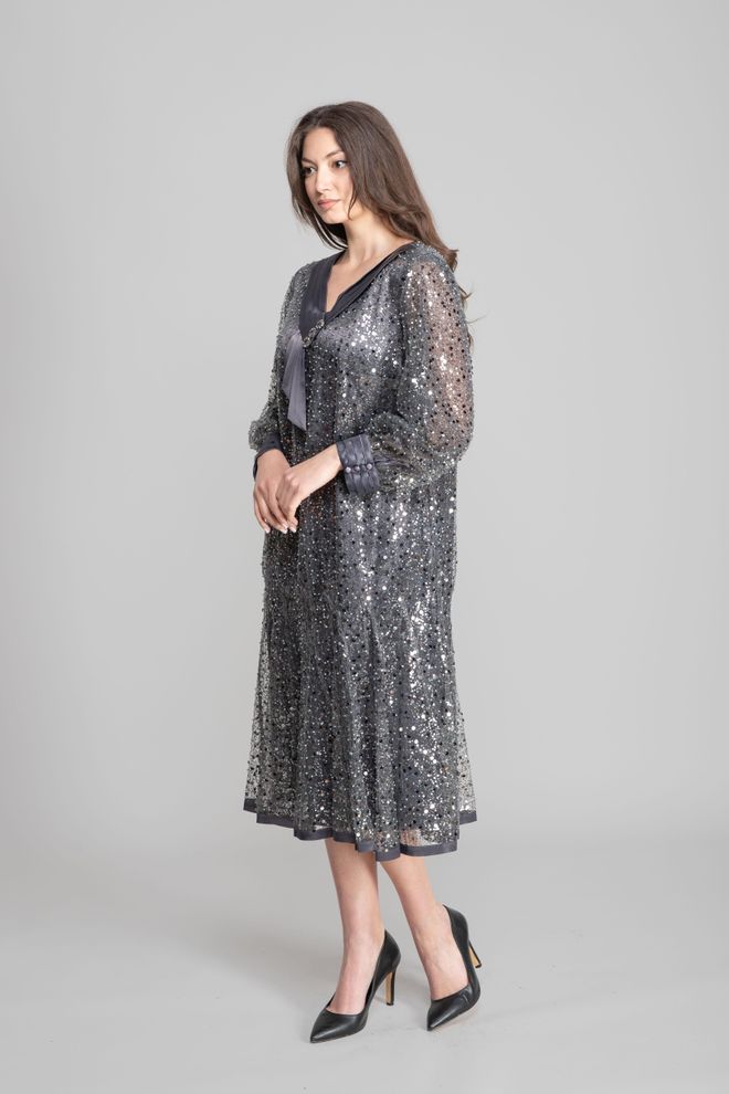 GUMANIZE Ασημί Κομψό A γραμμή Φόρεμα Με Sequined Χονδρικό εμπόριο ενδυμάτων Επίσημο