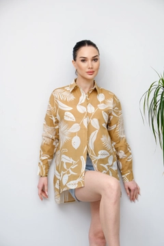 A wholesale clothing model wears GRF10027 - Shirt - Tunic Patterned, Turkish wholesale Shirt of Gravel Fashion