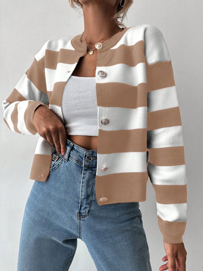 Ilia Cardigan En Maille Blanc Chameau Vêtements en gros Décontracté
