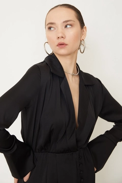 Модел на дрехи на едро носи 38984 - Dress - Black, турски едро рокля на Helin Avşar