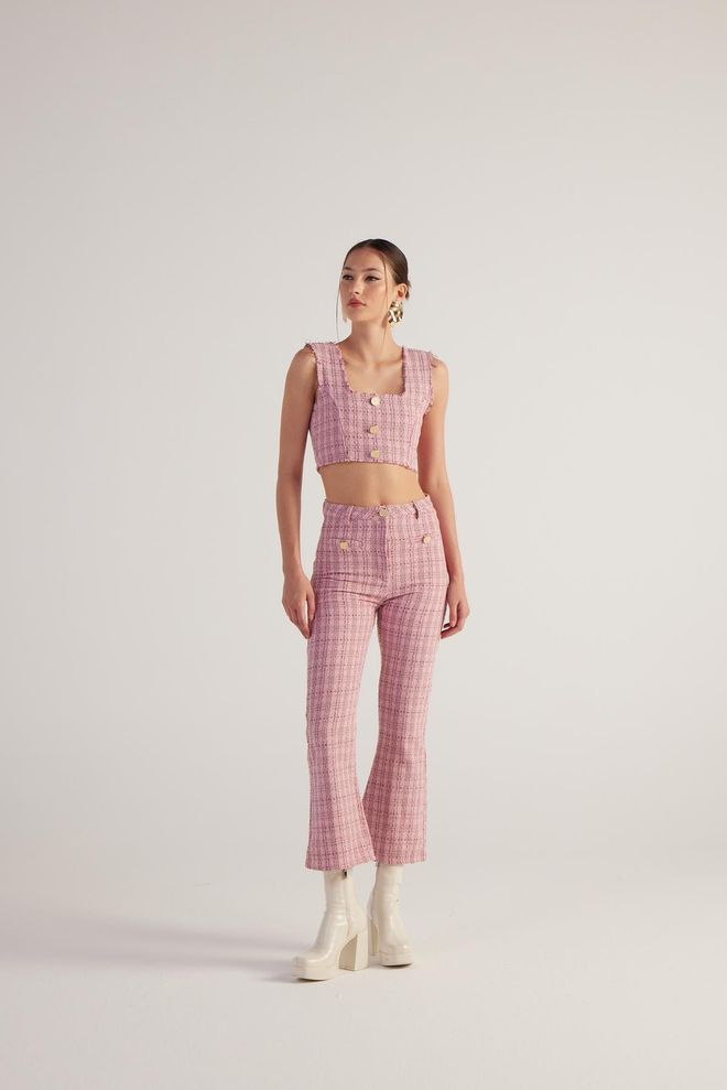 Holly Lolly Tweed Trousers Pink Wholesale Clothing Formal