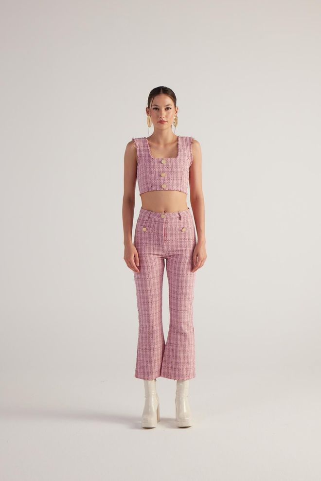 Holly Lolly Tweed Trousers Pink Wholesale Clothing Birthday