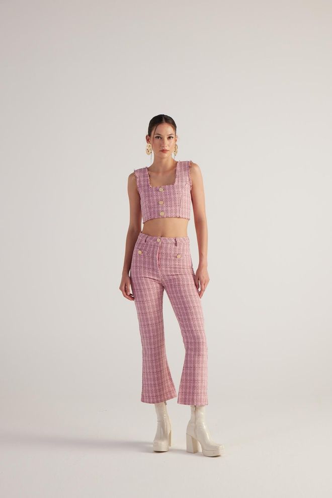 Holly Lolly Tweed Trousers Pink Wholesale Clothing Winter