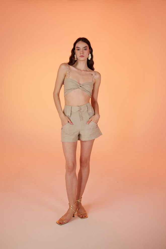 Holly Lolly Rise Shorts Beige Wholesale Clothing Birthday